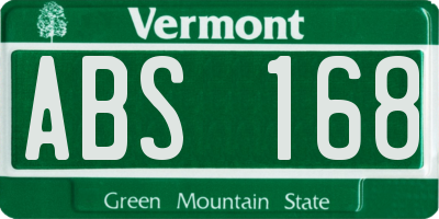 VT license plate ABS168