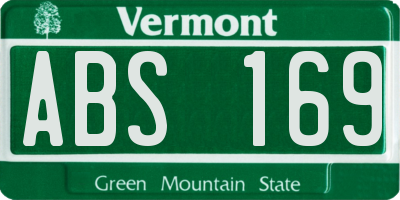 VT license plate ABS169