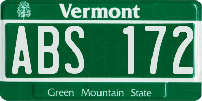 VT license plate ABS172