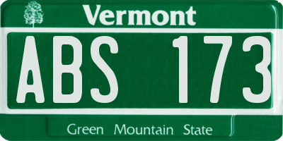 VT license plate ABS173