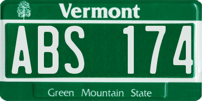 VT license plate ABS174