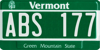 VT license plate ABS177