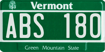 VT license plate ABS180