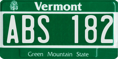 VT license plate ABS182