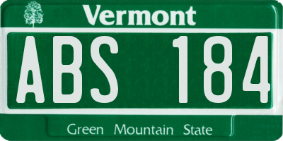 VT license plate ABS184