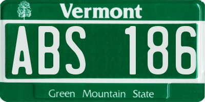 VT license plate ABS186