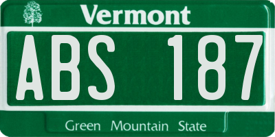 VT license plate ABS187