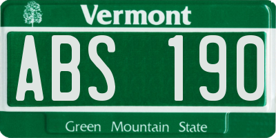 VT license plate ABS190