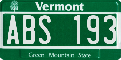 VT license plate ABS193