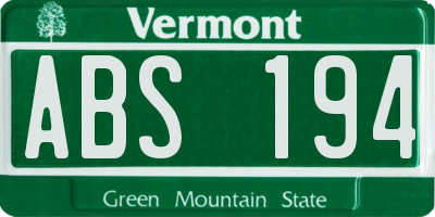 VT license plate ABS194