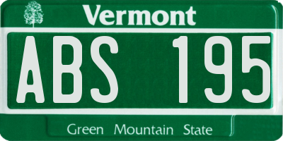 VT license plate ABS195