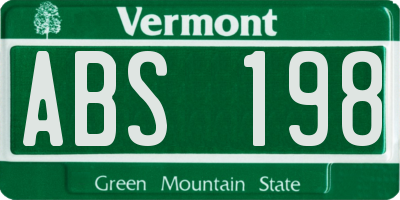 VT license plate ABS198