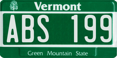 VT license plate ABS199