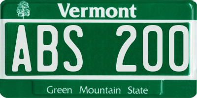 VT license plate ABS200