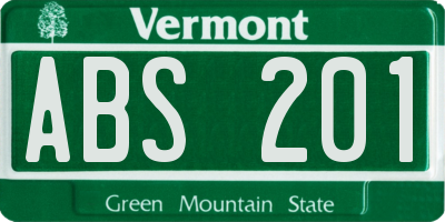 VT license plate ABS201