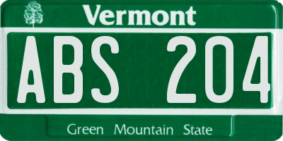 VT license plate ABS204