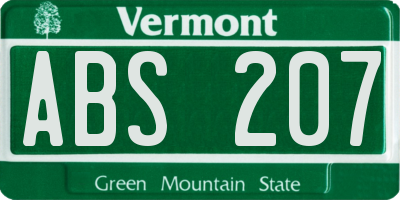 VT license plate ABS207