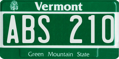 VT license plate ABS210