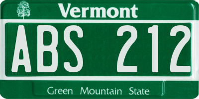 VT license plate ABS212