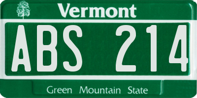 VT license plate ABS214