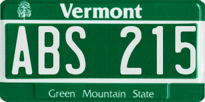 VT license plate ABS215