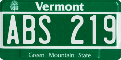 VT license plate ABS219