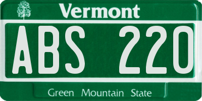 VT license plate ABS220