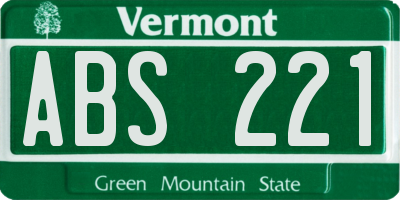 VT license plate ABS221