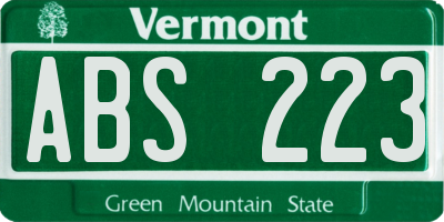 VT license plate ABS223