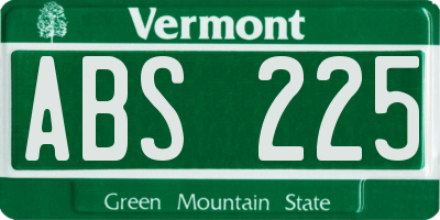 VT license plate ABS225