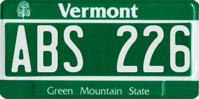 VT license plate ABS226