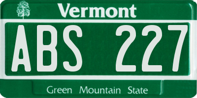 VT license plate ABS227