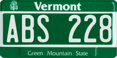 VT license plate ABS228