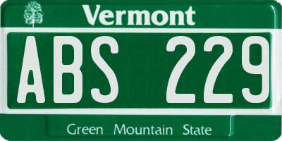 VT license plate ABS229