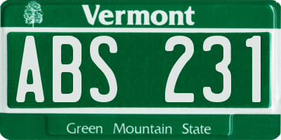 VT license plate ABS231