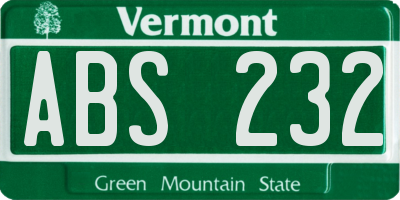 VT license plate ABS232