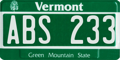 VT license plate ABS233