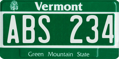 VT license plate ABS234