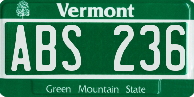 VT license plate ABS236