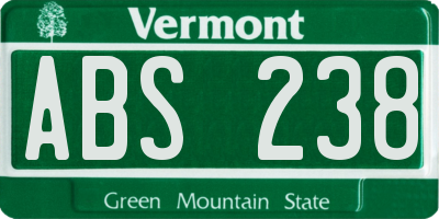 VT license plate ABS238