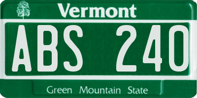 VT license plate ABS240