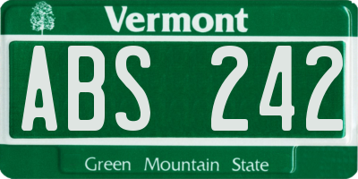 VT license plate ABS242