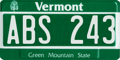 VT license plate ABS243