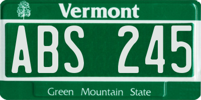 VT license plate ABS245