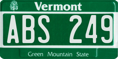 VT license plate ABS249