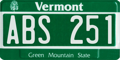 VT license plate ABS251