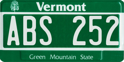 VT license plate ABS252