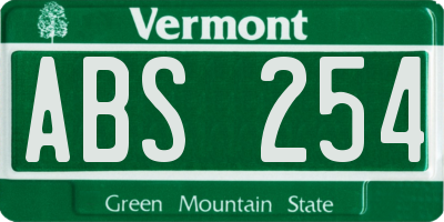 VT license plate ABS254