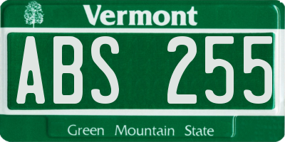 VT license plate ABS255