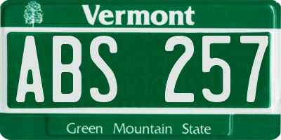 VT license plate ABS257